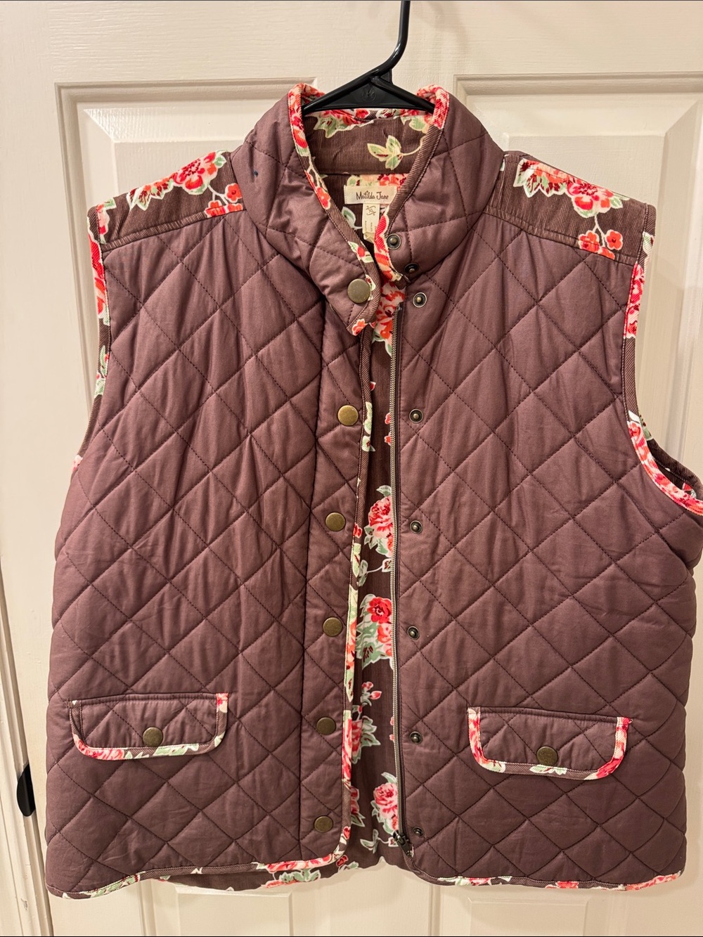 Matilda Jane Quilted Mauve Vest with Floral Trim